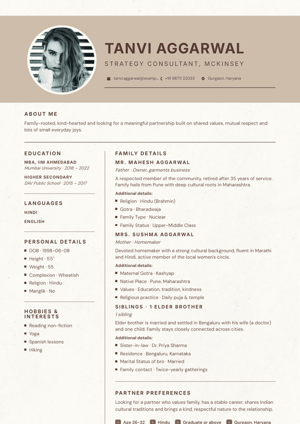 Template-4 biodata template preview