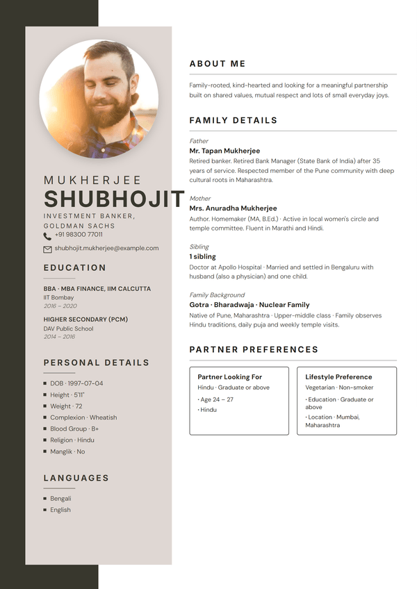 Template-5 biodata template preview