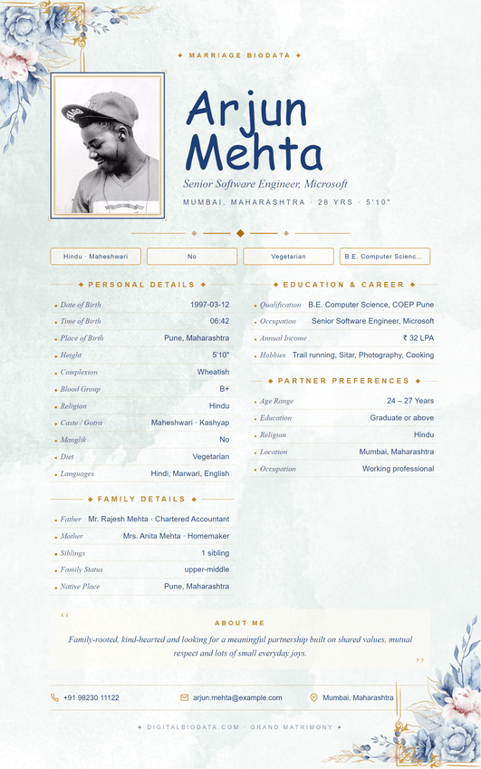 Template-9 biodata template preview