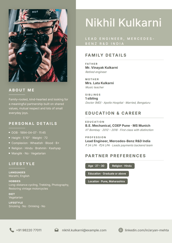 Template-6 biodata template preview