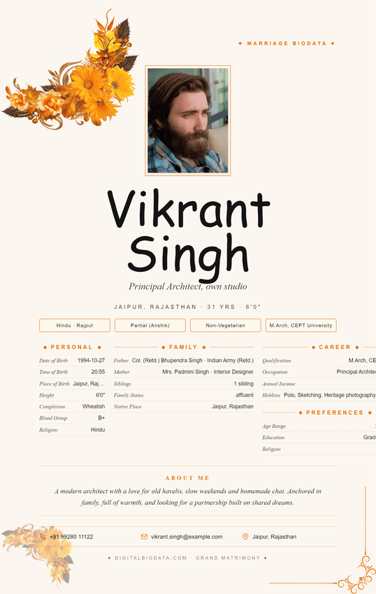 Template-11 biodata template preview