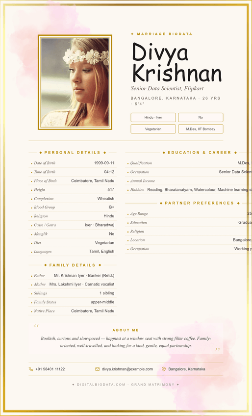 Template-12 biodata template preview