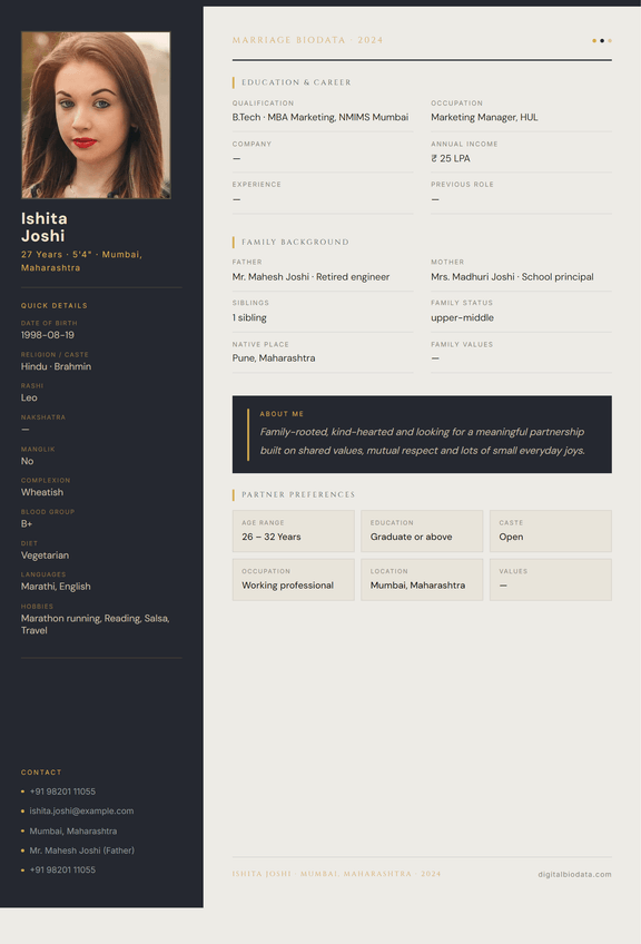 Template-8 biodata template preview