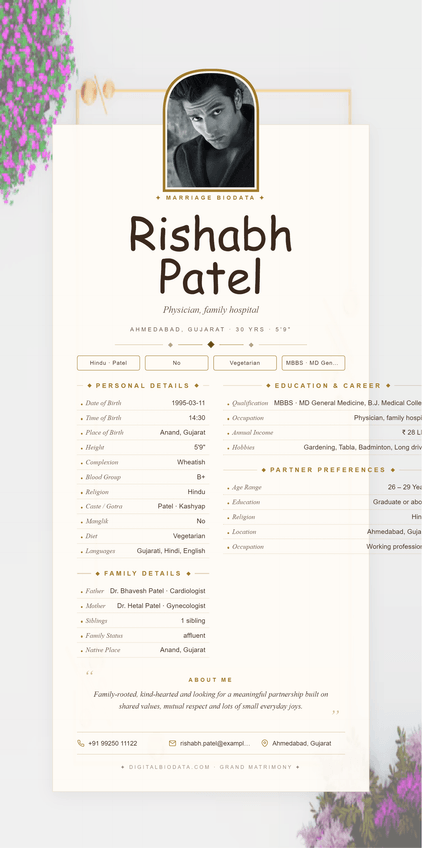 Template-13 biodata template preview